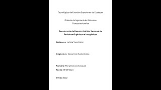 Entrevista del temaRecolección de Basura Análisis Semanal de Residuos Orgánicos e Inorgánicos [upl. by Asilim237]