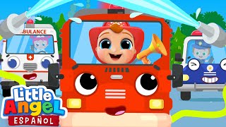 Carros de Policía bomberos y Ambulancia 🚔🚒🚑  Canción Infantil  Little Angel en Español [upl. by Oniskey]