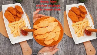 Ready fried chicken escalope with French fries😋إسكالوب دجاج جاهز مقلي مقرمش مع البطاطا المقلية 👌🤤 [upl. by Ydal]