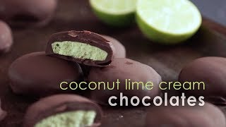 Coconut Lime Cream Chocolates Vegan  GF [upl. by Allsopp]