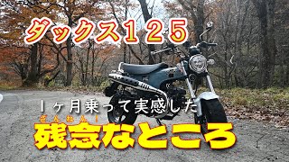 ダックス125 残念なところ！納車1ヶ月で実感 [upl. by Enilrad]