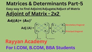 Find Adjoint of Matrix AdjugateAdjunct 2x2 order  Easy way to find the AdjA [upl. by Urata]