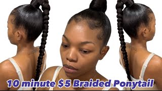 HOW TO SLEEK BRAIDED PONYTAIL EASIEST METHOD [upl. by Bjork576]