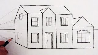 How to Draw a House in 1Point Perspective Narrated [upl. by Cindelyn]