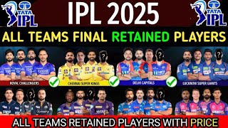 IPL 2025  All Teams Retained Players list  All Teams Final Retained Players list IPL 2025  ipl [upl. by Rhodes117]