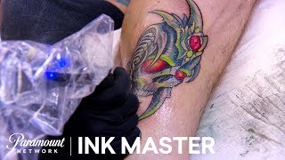 Biomechanical Skull FaceOff Elimination Official Highlight  Ink Master Grudge Match Season 11 [upl. by Virgina528]