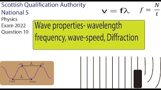 Q 10 SQA NAT 5 Physics Exam 2022  Wave properties wavelength frequency wavespeed diffraction [upl. by Marden]