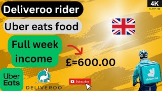 deliveroo rider uk full week income Uber eats food delivery [upl. by Annohsak]