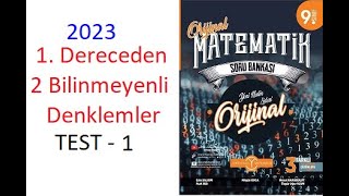 1 Der İki Bilinmeyenli Denk TEST 1 2023 9 SINIF MATEMATİK SORU BANKASI [upl. by Corri]