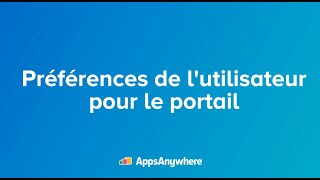 Préférences de lutilisateur pour le portail [upl. by Hughett]