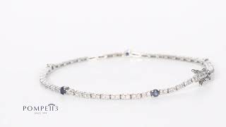 Blue Sapphire amp Diamond Tennis Bracelet in White Gold by Pompeii3 [upl. by Polly]