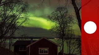 Northern lights dance above Trondheim Norway in spectacular timelapse video [upl. by Oelc]