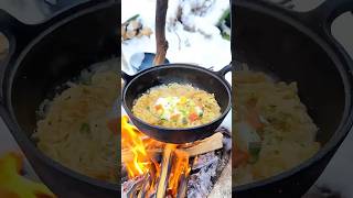 Simple Instant Noodles with Egg for a Snowy Tent Camping Evening camping tentcamping [upl. by Fife188]