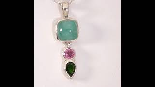 Aquaprase Pink Tourmaline amp Chrome Diopside Pendant [upl. by Eberhard]