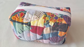 How to make a makeup bag with fabric scraps [upl. by Kallista843]