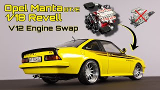 Opel Manta GTE V12 Engine Swap 118 Revell Restoration [upl. by Bascomb]