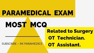 Most Important MCQ  Related to Anaesthesia and Surgery  For Upcoming exam  OT Technician [upl. by Younger]