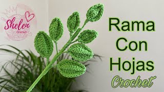 Tutorial Rama con hojas 🍃🪴CROCHET🧶 [upl. by Sosthena]