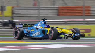 Alonso driving Renault R25 in Abu Dhabi 2020  V10 Sound   some reactions Hamilton Verstappen [upl. by Wendall249]