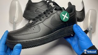 ASMR Nike Air Force 1 Low ‘07 Black Unboxing  No Talking [upl. by Keheley]