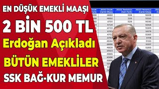 Erdoğan en düşük emekli maaşının 2 bin 500 TL olduğunu açıkladı Emekli zammı Ocak 2022 tam liste [upl. by Einnok]