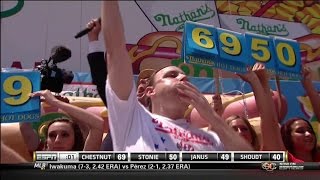 2013 Nathans Hot Dog Eating Contest  Joey Chestnut Wins 7th Straight Title [upl. by Phaih]