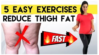 5 Easy Thigh Fat Exercises at Home  How To Lose Thigh Fat Fast  Get Slim Legs amp Tone Thigh Workout [upl. by Gilcrest]