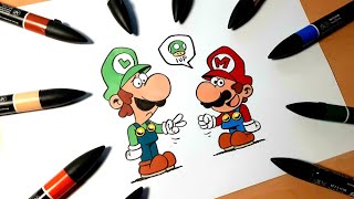 Dessin facile Mario et Luigi [upl. by Vanessa758]