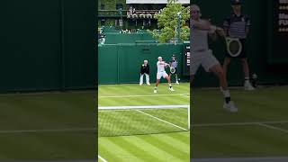 Matteo Berrettini playing at Wimbledon service forehand backhand winning the point [upl. by Bohaty]