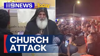 Bishop attacked in alleged Sydney church stabbing  9 News Australia [upl. by Ennaharas]