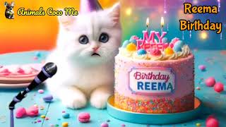 REEMA HAPPY BIRTHDAY SONG WITH NAMES  Adorable Cute Cat 😺 [upl. by Ariaek]