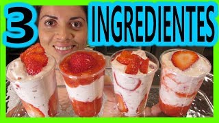 FRESAS CON CREMA RECETA FACIL 😱 con 3 INGREDIENTES ⚠️⚠️⚠️ [upl. by Myranda]