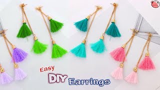 WOW Beautiful Tassel earrings  How to Make Silk Thread earrings at home  DIY jewellery making [upl. by Akinohs]