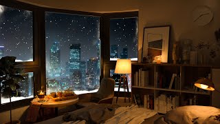 Smooth Jazz Piano Music in Cozy Bedroom  Relaxing Jazz Music for Sleep Study Focus Work [upl. by Noffihc]