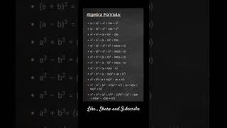 All In one Algebra formulas  maths youtubeshorts math algebra [upl. by Aelgna]