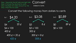 Converting Money from Cents to Dollars and Dollars to Cents  Math is the Way Corner [upl. by Gautea851]