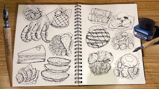 Food Sketch using Dip Pen and Ink [upl. by Miun]