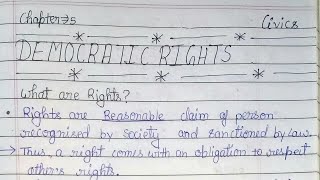 Class 9 civics chapter 5 notes  Democratic Rights class 9 with handwritten notes [upl. by Anitselec204]