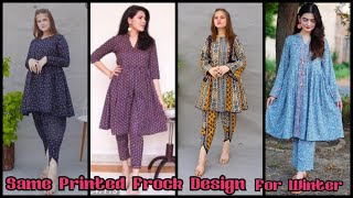 Unique new same printed frock design for winter  full printed dress designing ideas all over frock [upl. by Refinney]