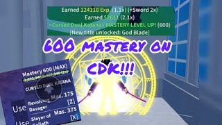 Getting 600 MASTERY on CDKBLOX FRUITS [upl. by Lleryt477]