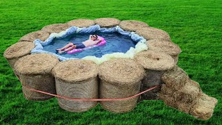 Homemade POOL From HAY BALLS [upl. by Anadroj]