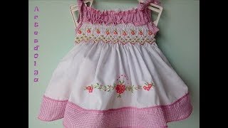 How to make a dress with hand embroiderySmocking [upl. by Haliehs]