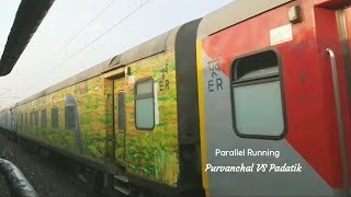 Parallel Action  15048 Purvanchal Exp VS 12378 Padatik Express [upl. by Ethelstan]