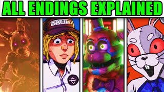 FNAF Security Breach ALL ENDINGS EXPLAINED BadGoodVIPVannyAftonGlitchtrap [upl. by Alejoa522]