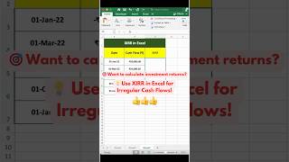 Excel Function Calculate Investment Returns using XIRR in Microsoft Excel✌️ excel excelshorts [upl. by Nillok]