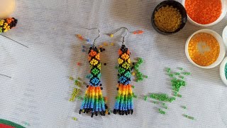 aretes tubulares de mostacilla de colores 🌈 [upl. by Shu]