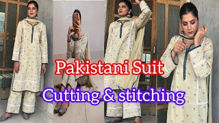 Pakistani Suit Cutting amp Stitching  Eid Outfit Sewing Tutorial  scratch outfit Rajveerpunni eid [upl. by Nawad]