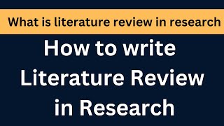 What is Literature Review  Purpose  Importance  How to Write Literature Review in Research [upl. by Niamreg478]