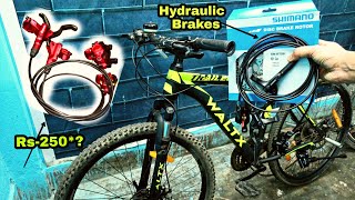 Install Hydraulic Disc Brakes Shimano MT200 Front And MT201 Rear brakes In MTB cycleStunt cycle [upl. by Lokkin]