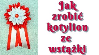 Jak zrobić kotylion ze wstążki KANZASHI handmade rękodzieło tutorial diy 11 LISTOPADA  2 MAJA [upl. by Anaeel589]